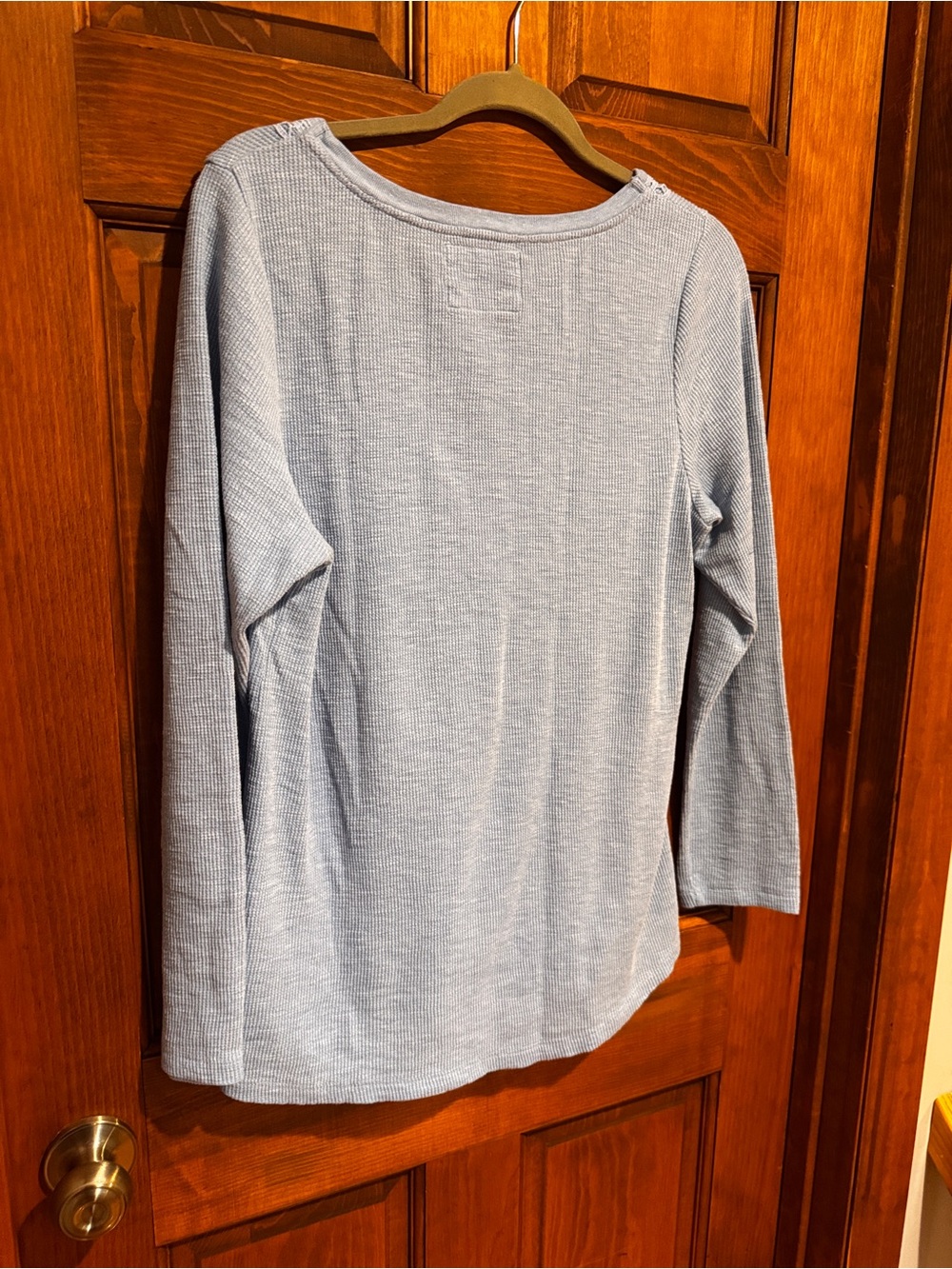 Sonoma Light Blue Lace-Trim Henley Long Sleeve Top - Picture 10 of 10